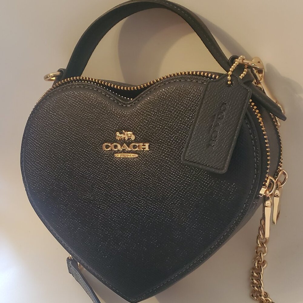 Coach Black and Gold Heart Crossbody Bag
